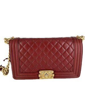 Chanel Quilted Lambskin Medium Boy Red